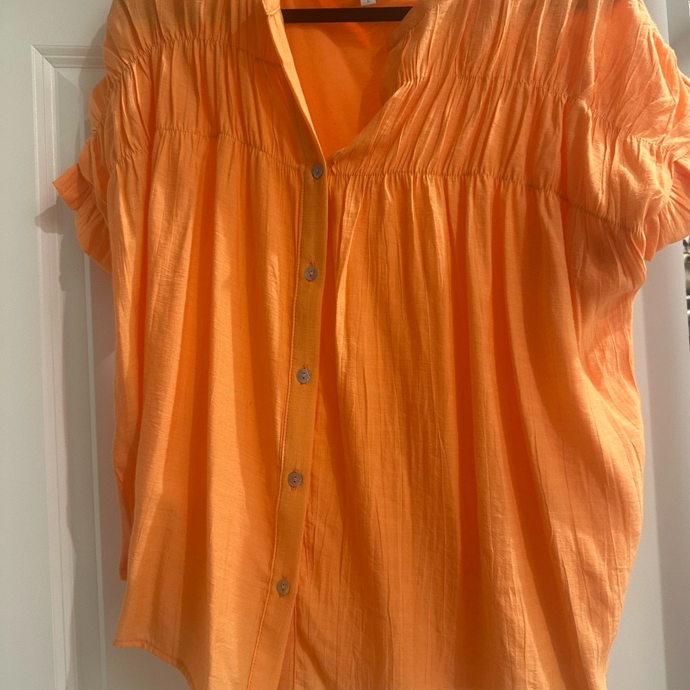Orange Button-Up Women's Top